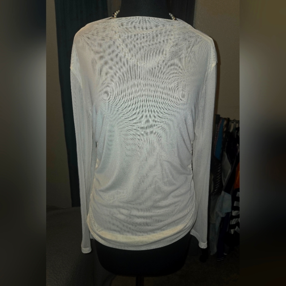 Elegant Sheer White Women's Blouse